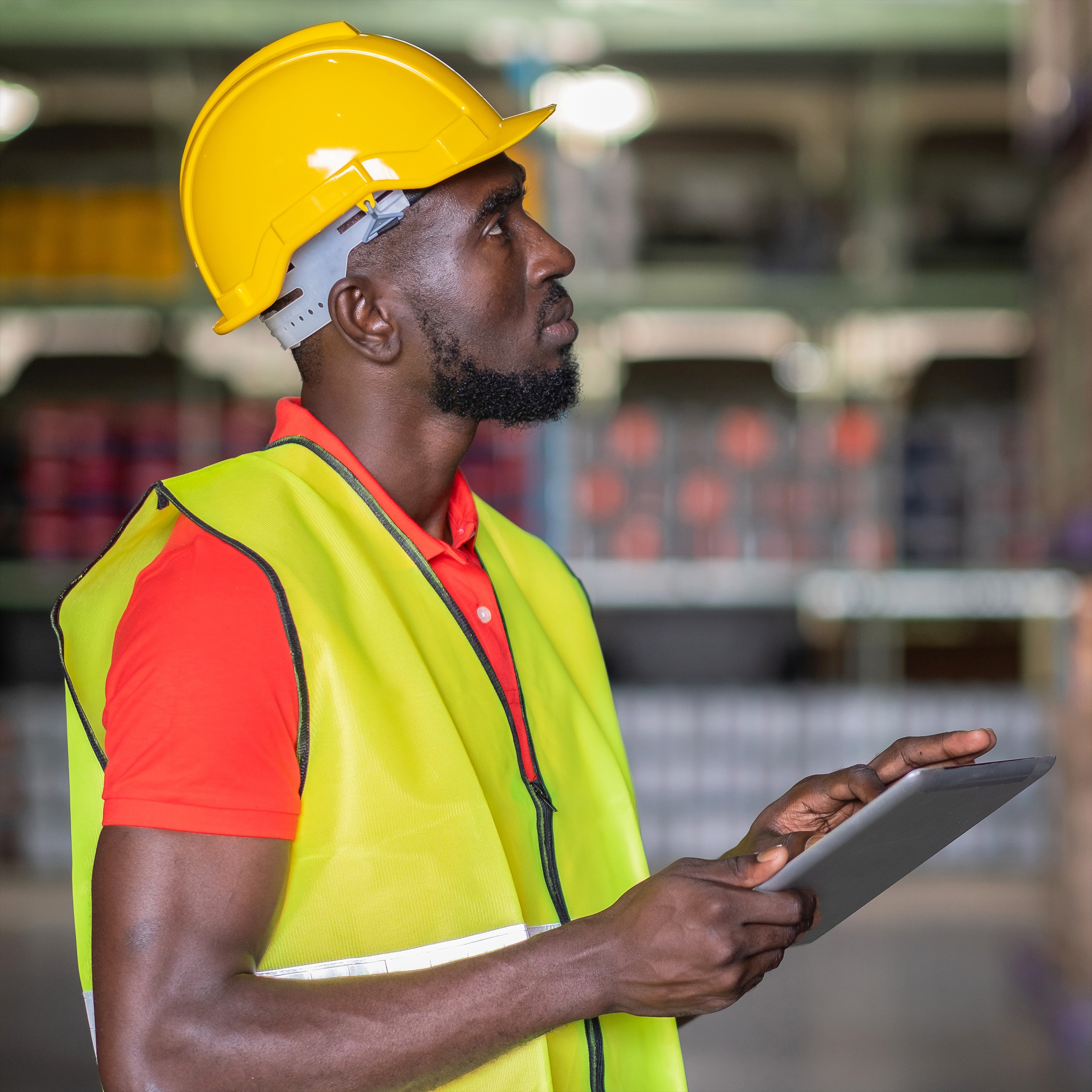 Man in warehouse